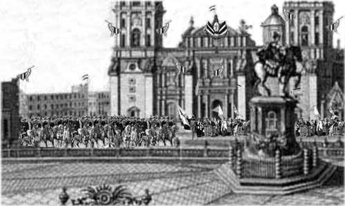 Recreación de la entrada del Ejército Trigarante al Zócalo de la Ciudad de México, el 27 de septiembre de 1821